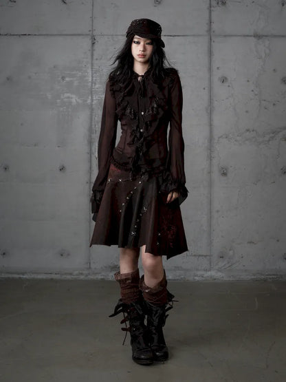 Asymmetrical Suede Skirt【s0000014111】