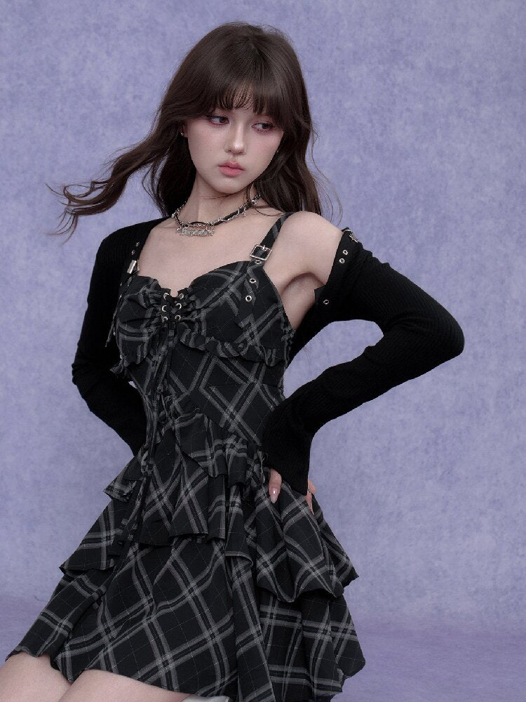 Plaid Metal Camisole Dress【s0000017688】