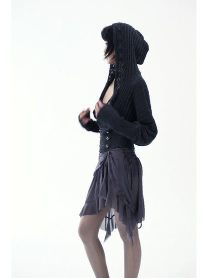 Vintage Hooded Knit Bat Sleeve Top【s0000018486】