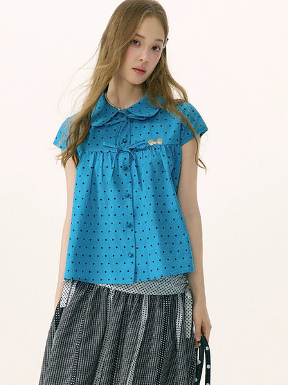 Doll Collar Bow Polka Dot Shirt【s0000016851】