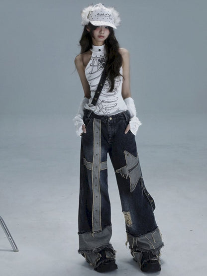 White Skinny Neck Tank Top【s0000013487】