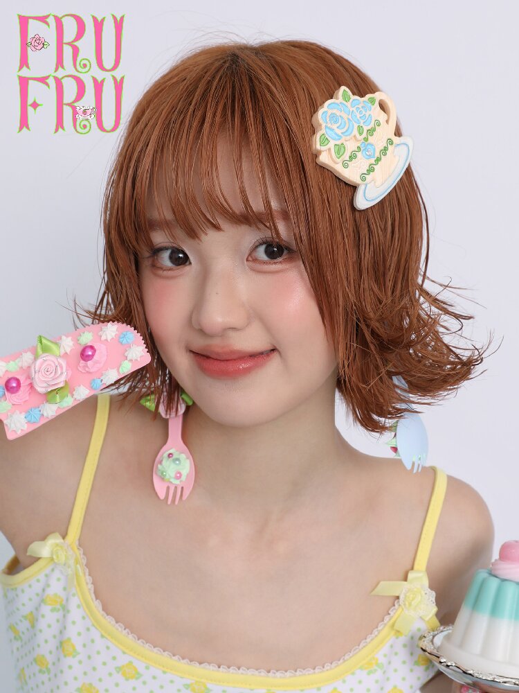Rose Coffee Cup Printed Hair Clip【s0000017461】