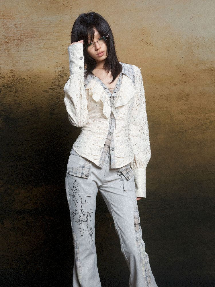 Double Waistband Drilling Decoration Pants【s0000011810】