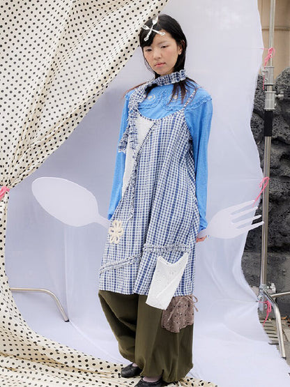 Plaid Suspender Patchwork Dress【s0000015849】
