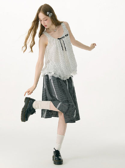 Retro Academy Plaid Polka Dot Skirt【s0000017154】
