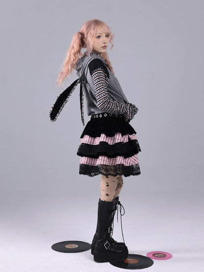 Velvet Striped Fluffy Note Skirt【s0000016226】