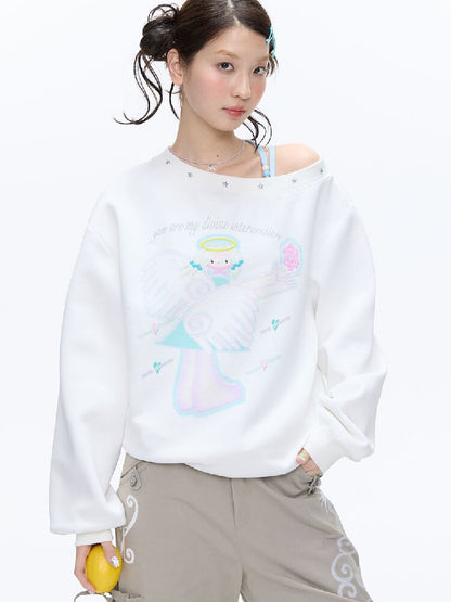 White Star Bead Shoulder Sweatshirt【s0000016384】