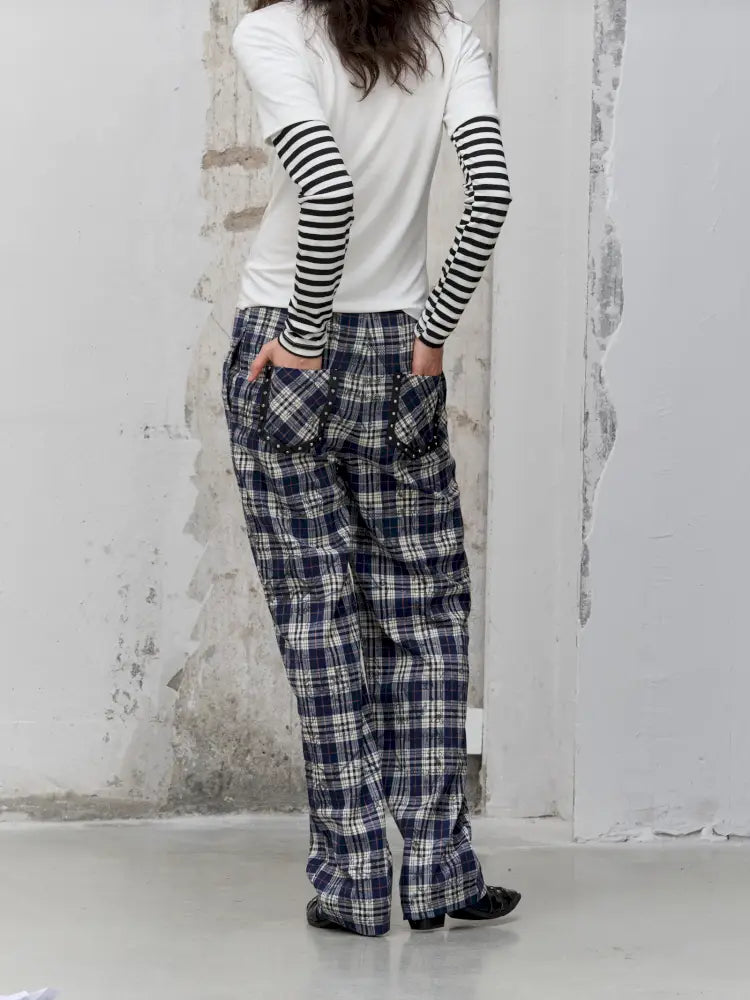 Pleated Plaid Casual Trousers【s0000014206】