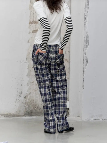 Pleated Plaid Casual Trousers【s0000014206】