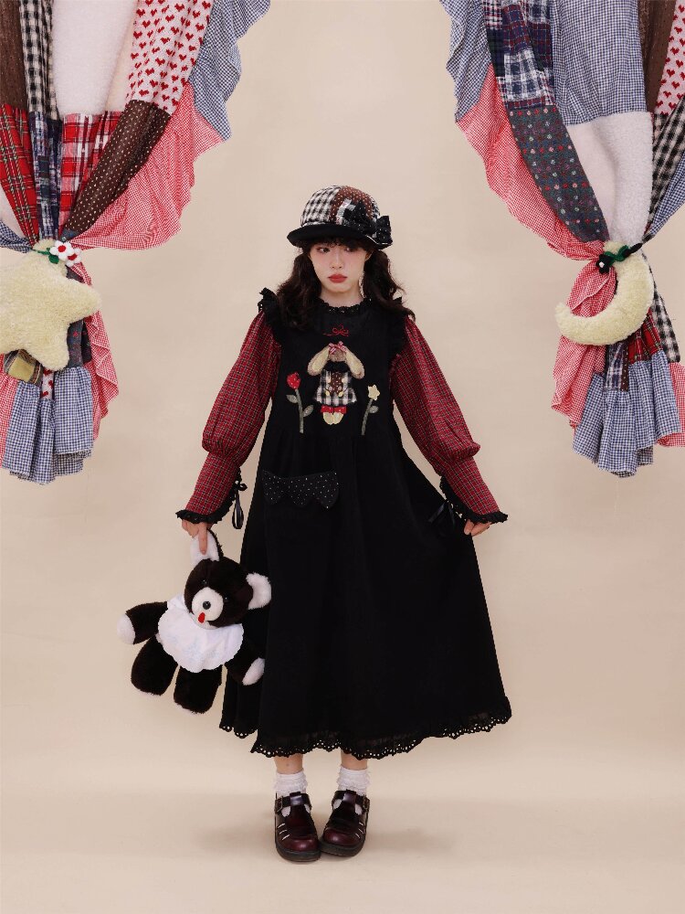 Corduroy Rabbit Strawberry Dress【s0000019288】