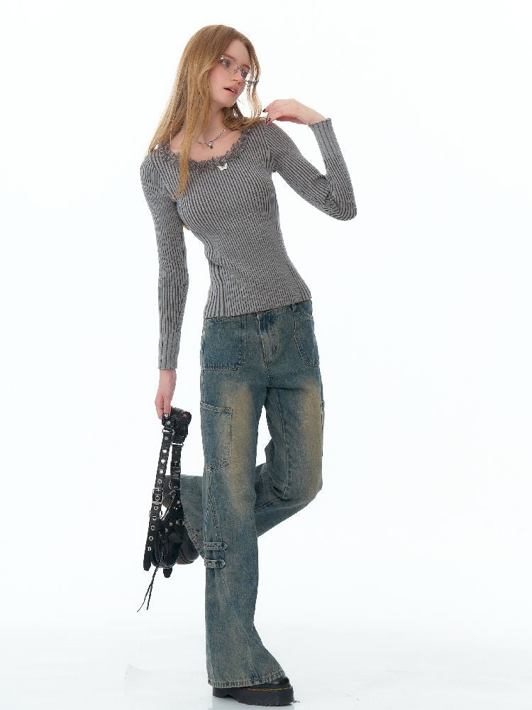 Round neck Tassel Trim Knit Bottom Shirt【s0000011502】