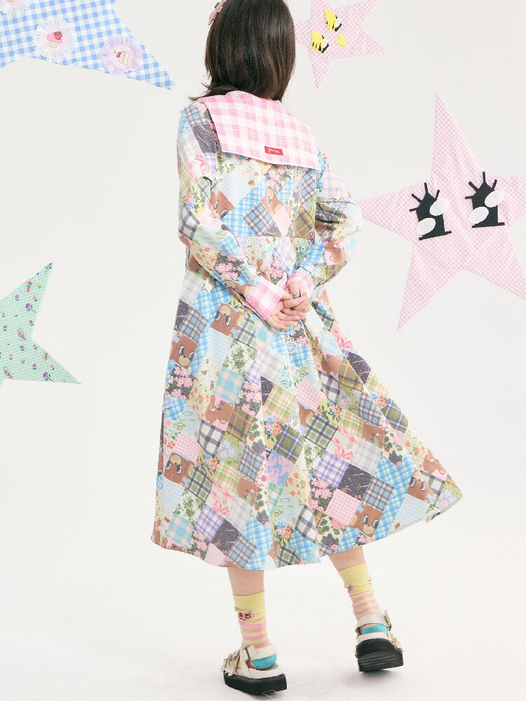 Vintage Bear Floral Navy Collar Dress【s0000018727】