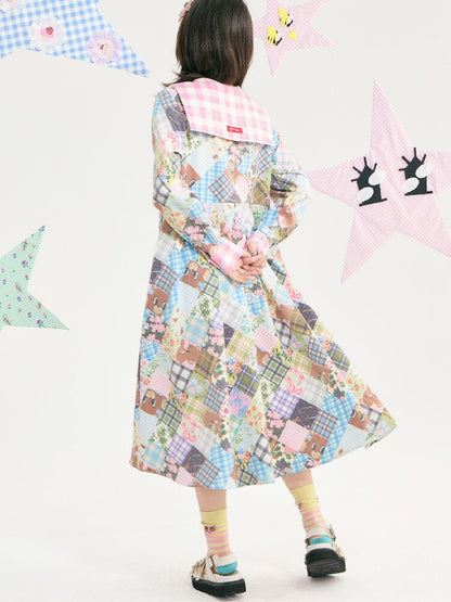 Vintage Bear Floral Navy Collar Dress【s0000018727】