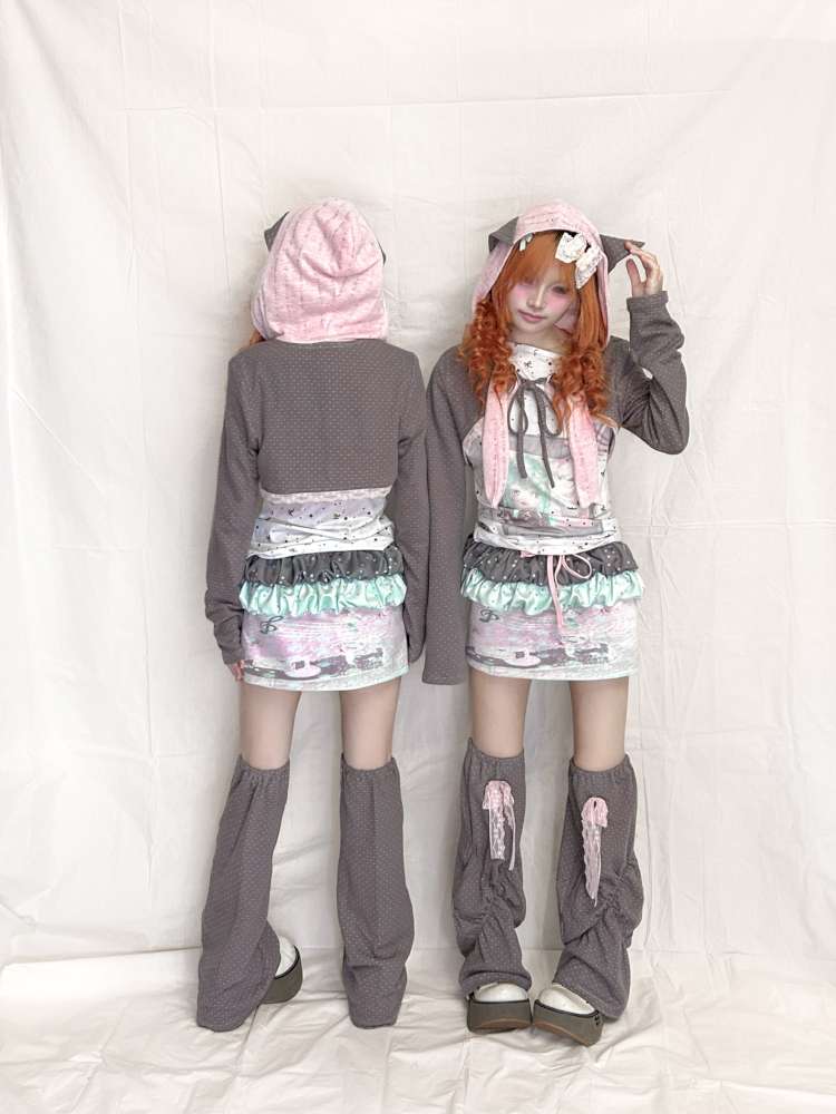 Polka Dot Lace Bow High Sock Cover【s0000015208】