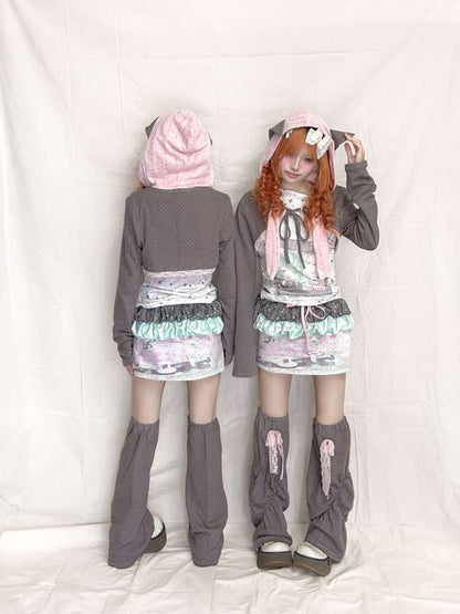 Polka Dot Lace Bow High Sock Cover【s0000015208】