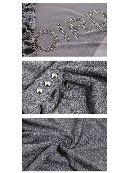 3-Tone Knitted Mesh Pleated T-Shirt【s0000016063】