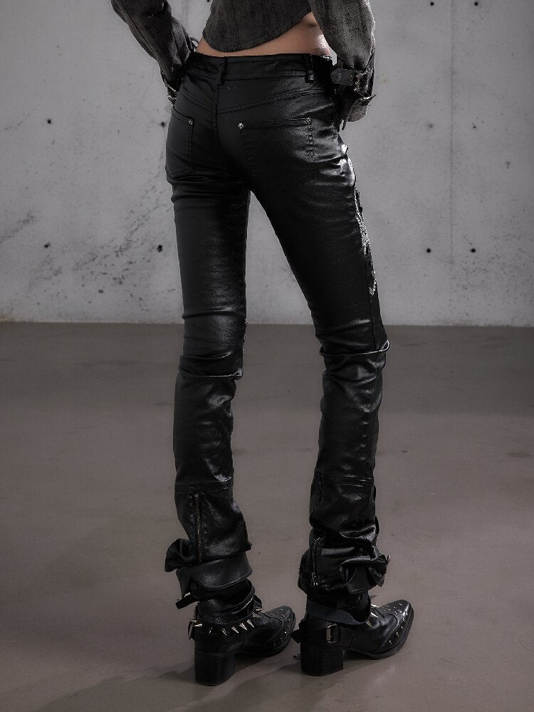 Washed Wax Leather Skinny Pants【s0000019162】