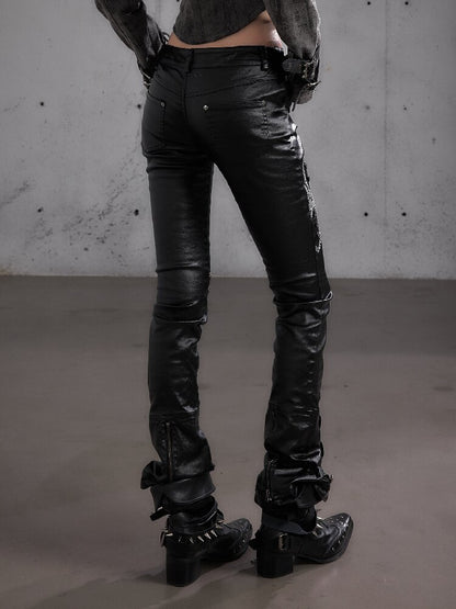 Washed Wax Leather Skinny Pants【s0000019162】