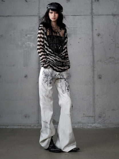 Two-Piece Set Striped Knit Top【s0000013953】