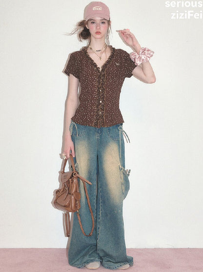 Polka Dot Lace Patchwork Tee【s0000017750】
