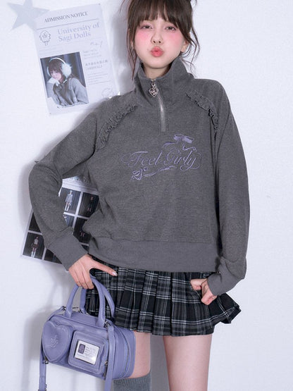 Half high neck Long Sleeve Sweatshirt【s0000011667】