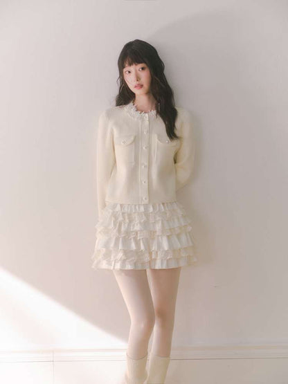 Beaded Collar Long-Sleeve Knit Top【s0000014612】