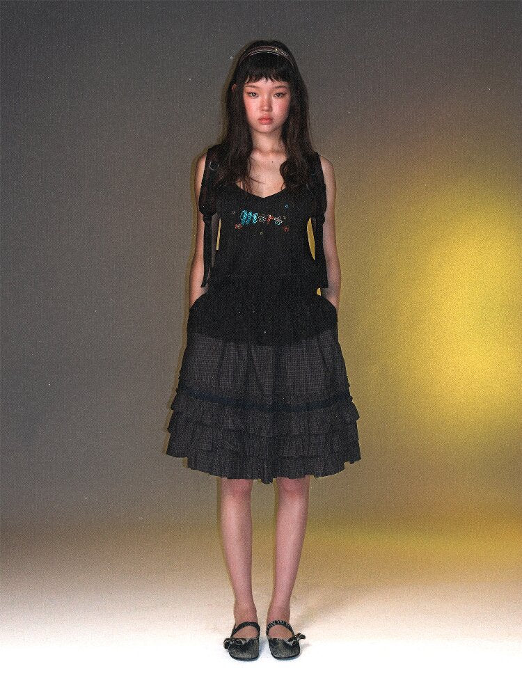 Floral Rhinestone Pleated Suspender【s0000017429】