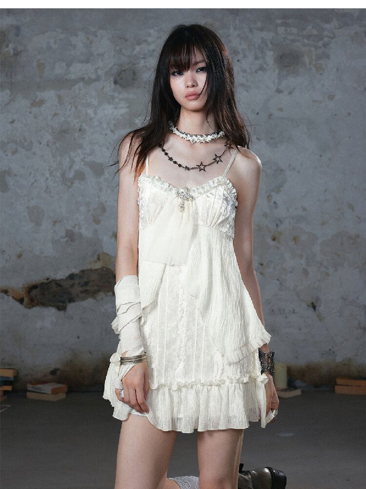 Chiffon Lace Spaghetti Dress【s0000018102】