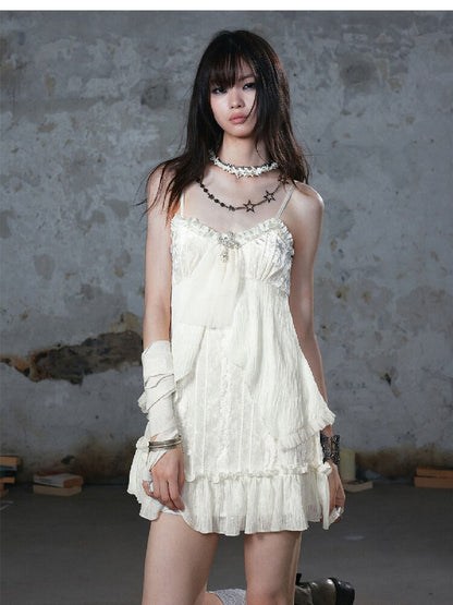 Chiffon Lace Spaghetti Dress【s0000018102】