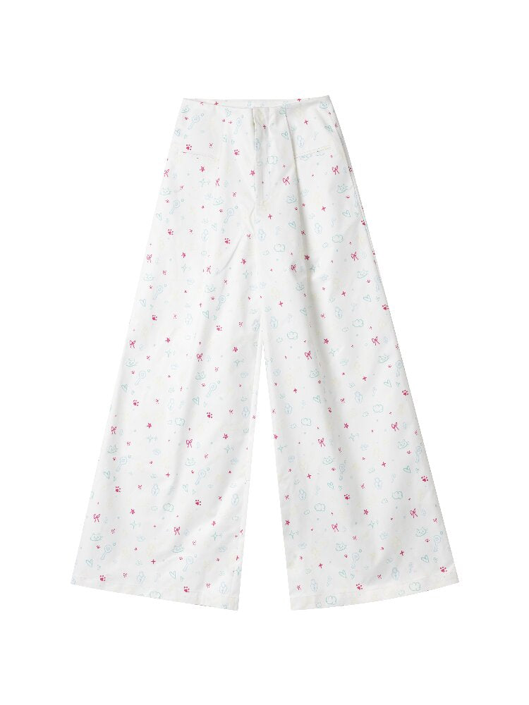 Kitten Full Print Wide Leg Pant【s0000015866】