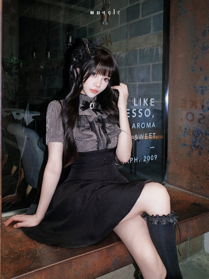 French Stripe Panel A-Line Dress【s0000016937】