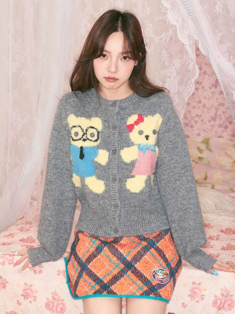 Teddy Bear Knit Crew Neck Cardigan【s0000014494】