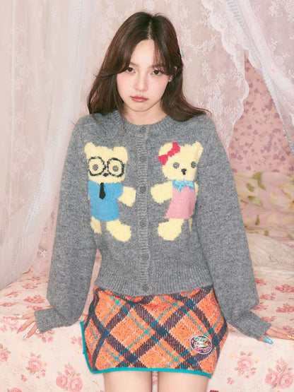 Teddy Bear Knit Crew Neck Cardigan【s0000014494】
