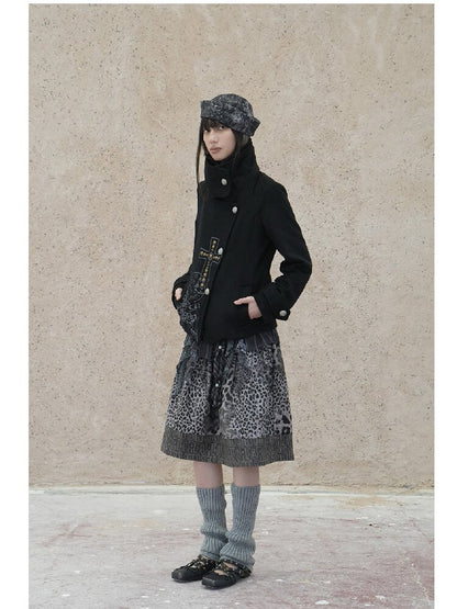 Vintage Cross Print Rivet Jacket【s0000018073】