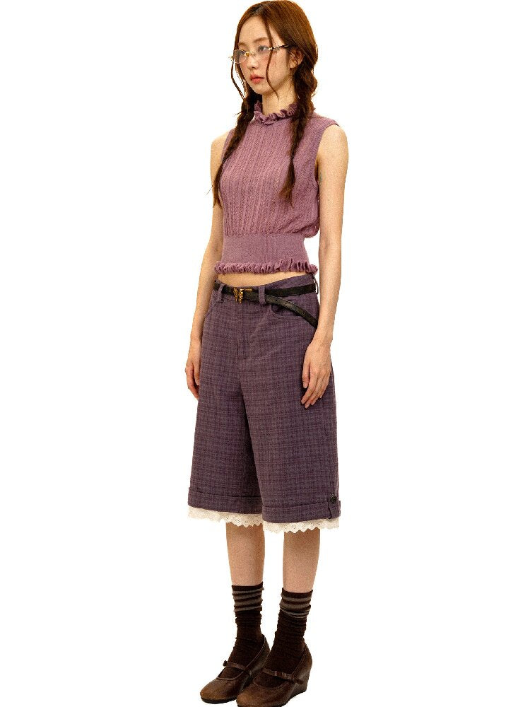 Lace Patchwork Vintage Plaid Pants【s0000017934】