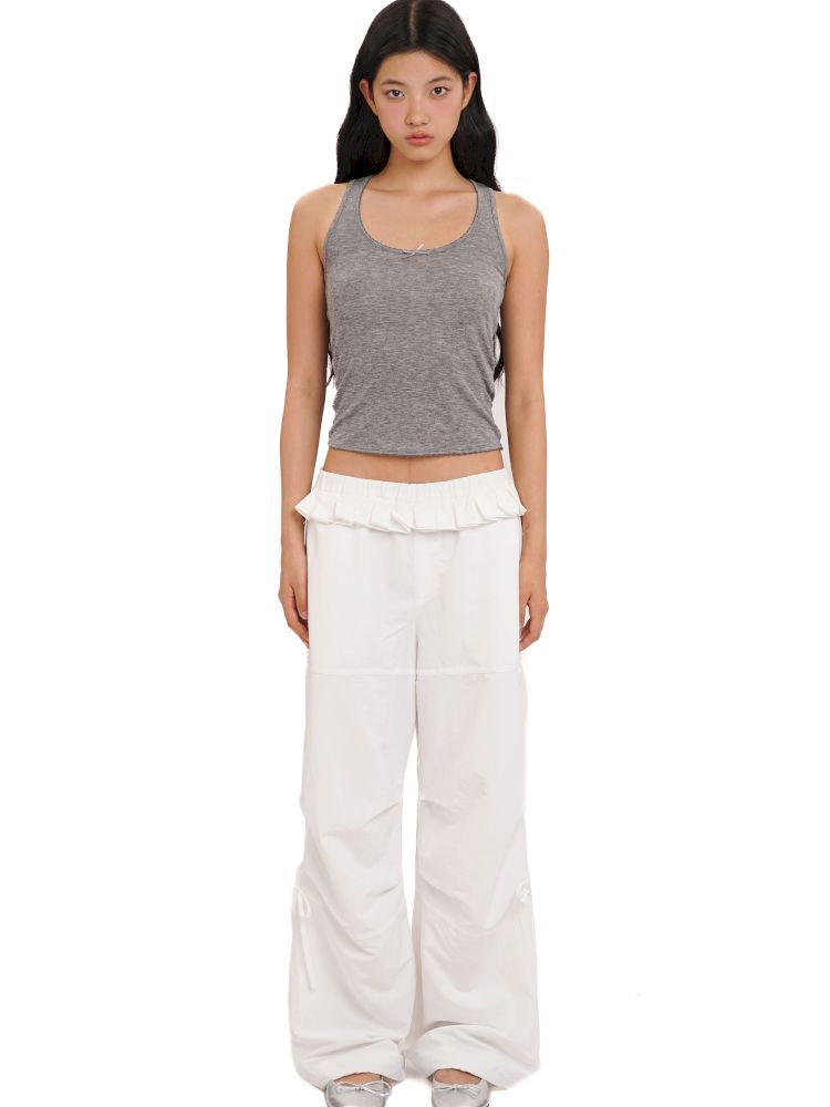 Lace bow casual lazy camisole undershirt【s0000013437】