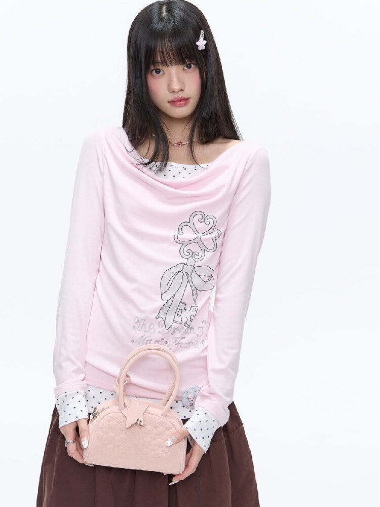 Soft Patchwork Collar Slim Top【s0000016385】