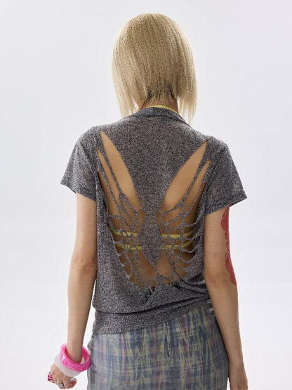 Skin Friendly Cutout Short Sleeve T Shirt【s0000017635】