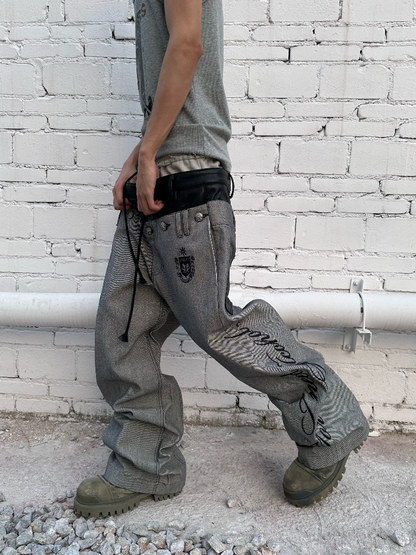 Double Waisted Spliced Wide Jeans【s0000016975】