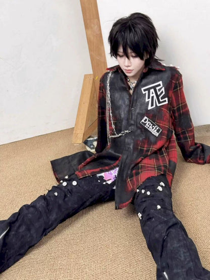 Ripped Print Destroyed Slim Flare Jeans【s0000013717】