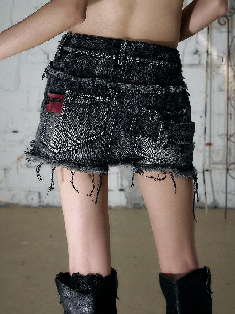 Washed Heavy Work Denim Skirt【s0000017232】