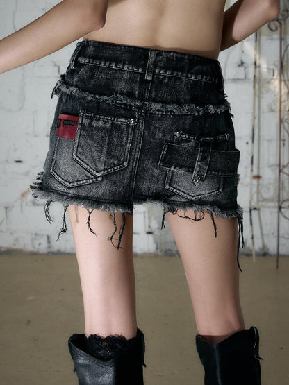 Washed Heavy Work Denim Skirt【s0000017232】