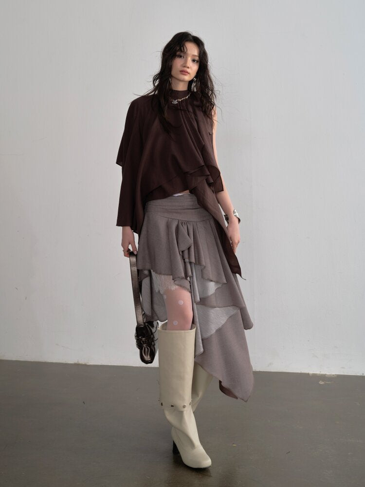 Off Shoulder Lace Up Cape Camisole【s0000015695】