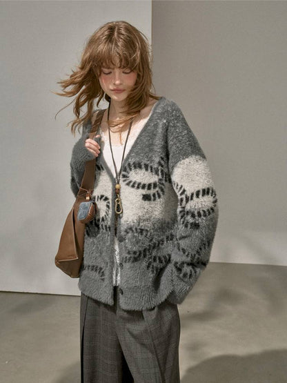 Oversized V-Neck Knit Cardigan【s0000014404】