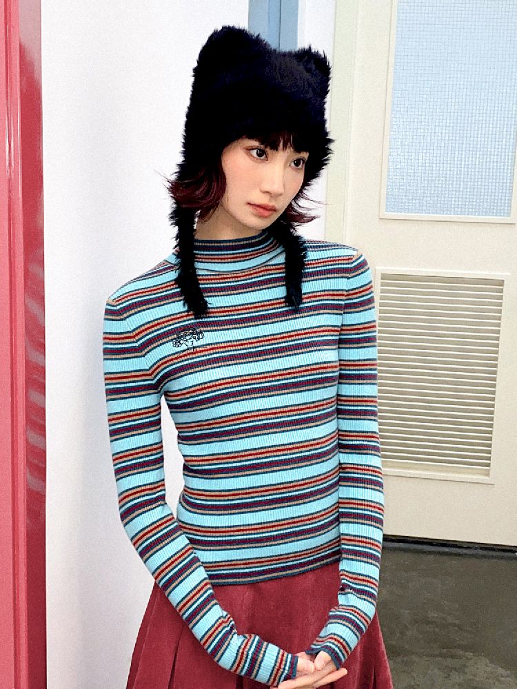 Retro Slim Striped Long Sleeve T-Shirt【s0000011637】