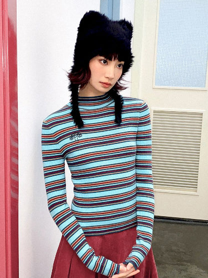 Retro Slim Striped Long Sleeve T-Shirt【s0000011637】