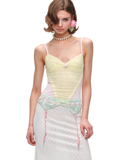 Rose Jacquard Patchwork Knit Vest【s0000016906】