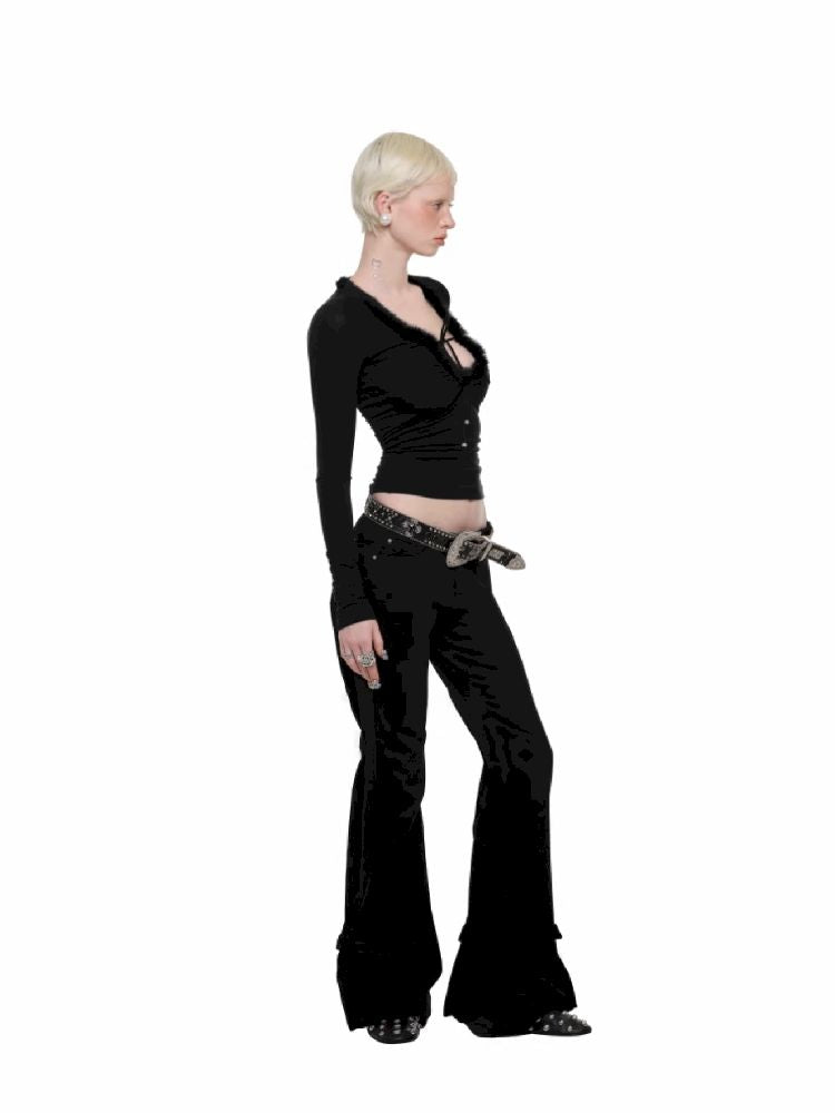 Washed Canvas Retro Flared Pants【s0000011574】