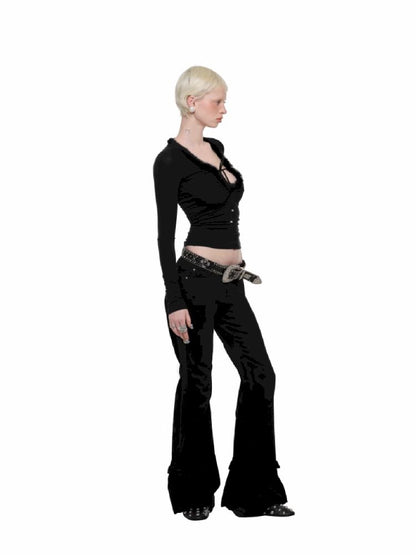 Washed Canvas Retro Flared Pants【s0000011574】