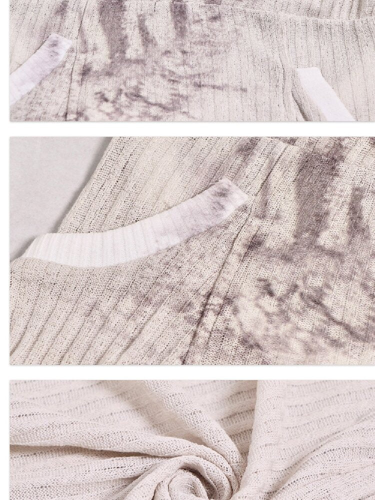 Two-Tone Crossover Print Hooded Top【s0000016062】